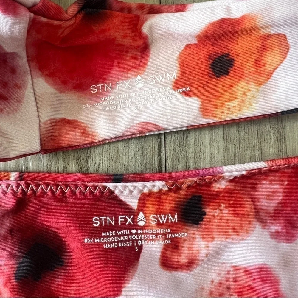 Stone Fox Swim Malibu Cheeky Bikini Bottom and Hana Bikini Top in Sunrise Poppy
